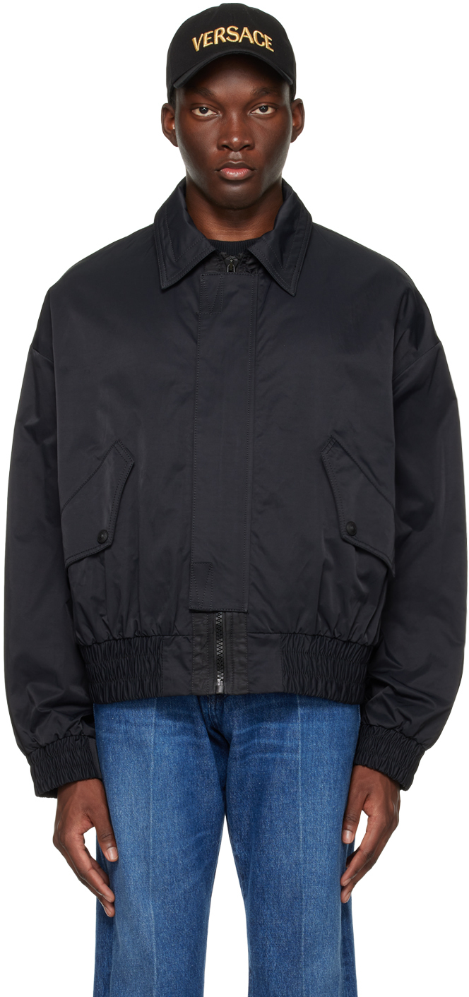 Versace Jeans Couture Black Zip Bomber Jacket In E899 Black