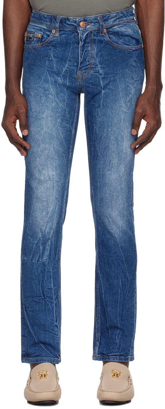 Versace Jeans Couture Indigo Slim-fit Jeans In E904 Indigo