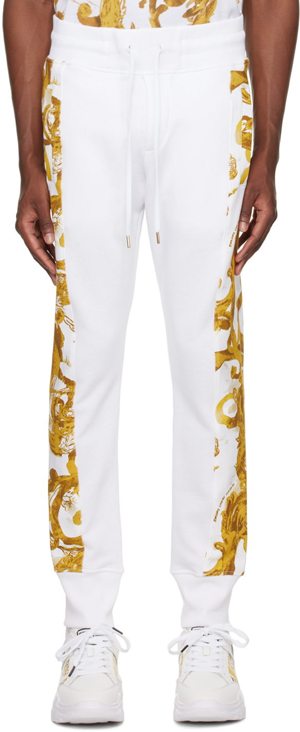Versace Jeans Couture White Watercolour Couture Sweatpants In Eg03 White/gold