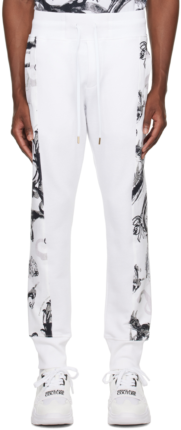 Versace Jeans Couture White Watercolour Couture Sweatpants In E003 White