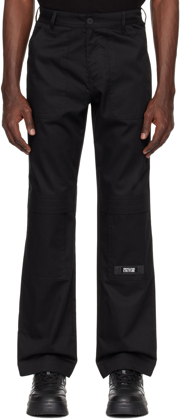 Versace Jeans Couture Black Straight-leg Cargo Pants In E899 Black