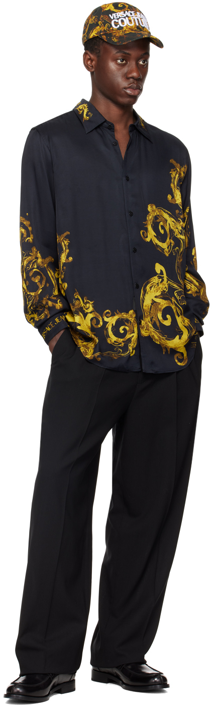 VERSACE JEANS COUTURE BLACK PRINT SHIRT 