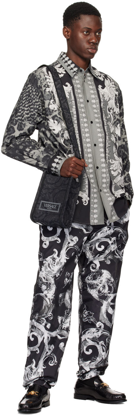 Versace Jeans Couture Man Shirt Black Size 40 Cotton In E899 Black