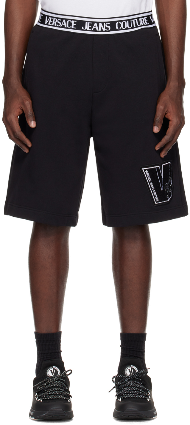 Versace Jeans Couture Black V-patch Shorts In E899 Black