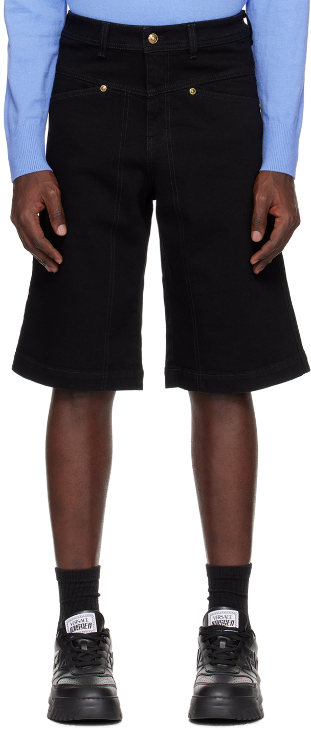 Versace Jeans Couture Black Four-pocket Shorts In E909 Black Black