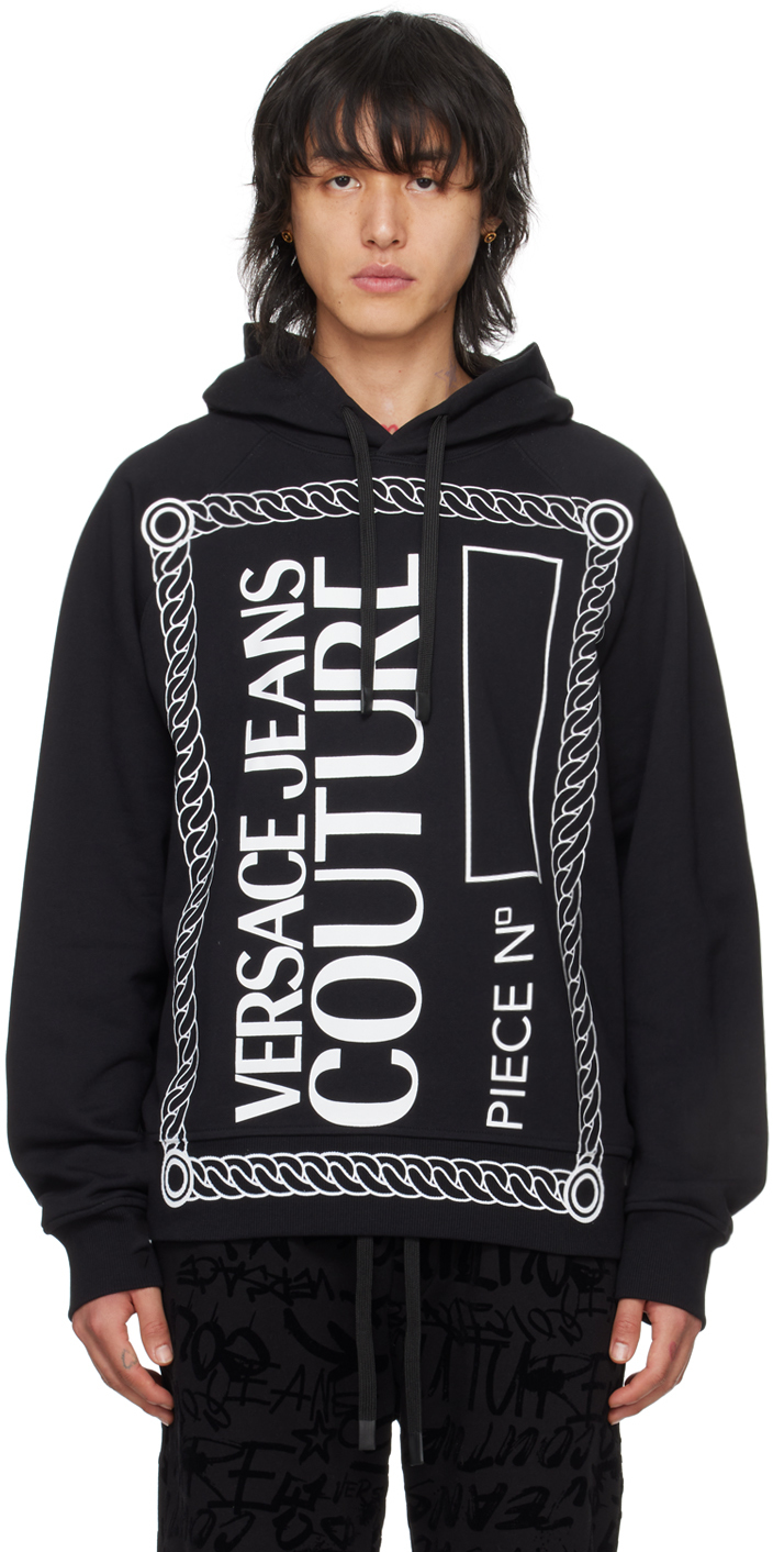 Versace Jeans Couture Black Printed Hoodie In E899 Black