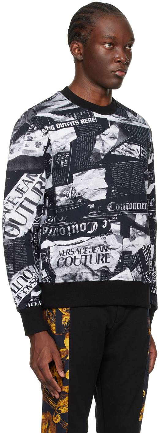 Shop Versace Jeans Couture Black Magazine Sweatshirt In E899 Black