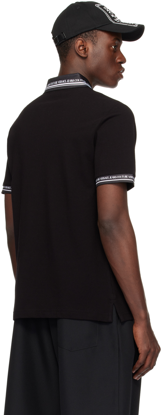 VERSACE JEANS COUTURE BLACK PRINTED POLO 