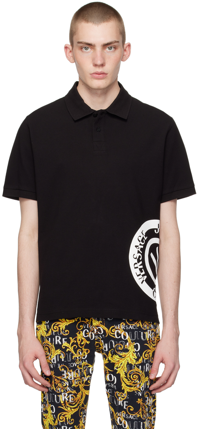 Black V-Emblem Polo