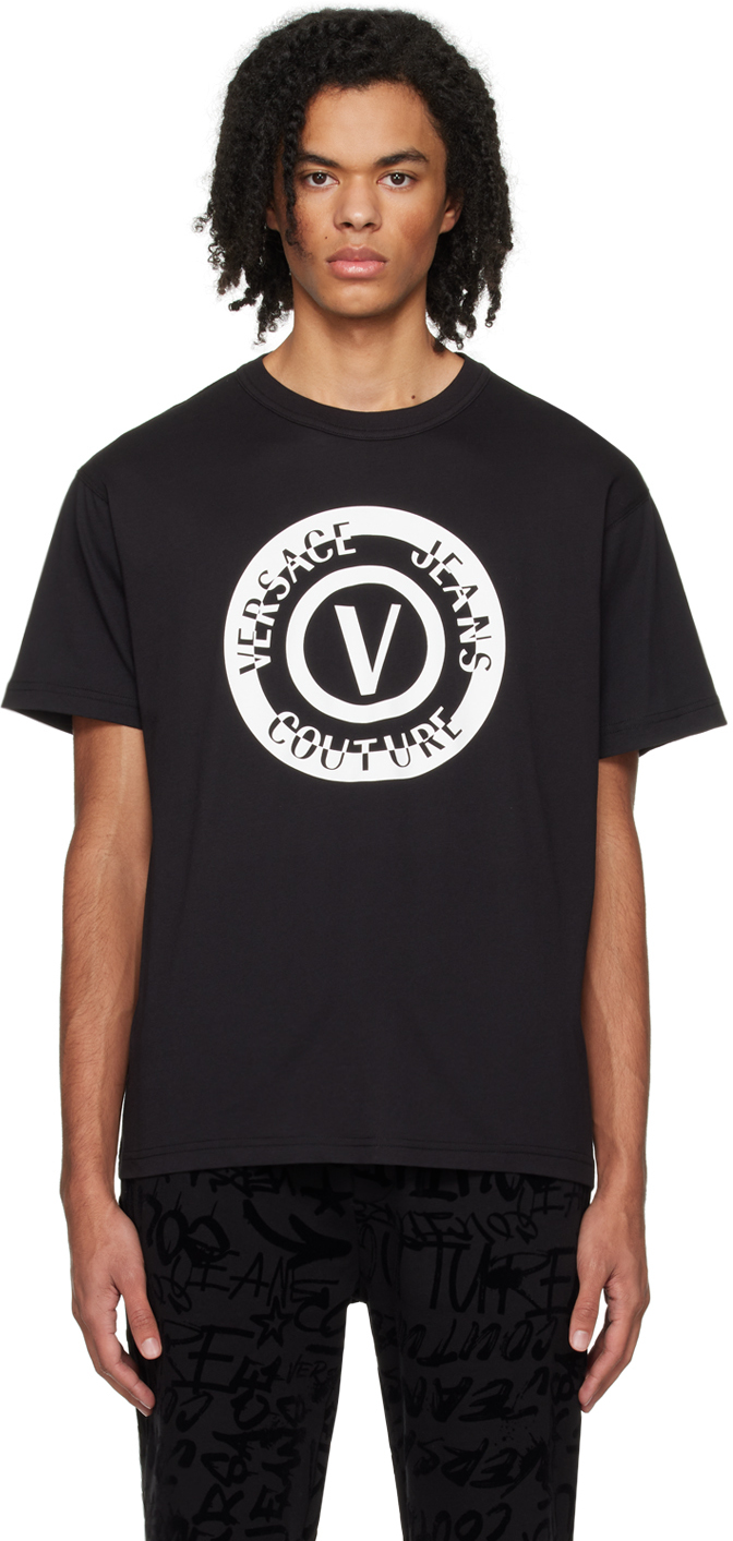 Versace Jeans Couture square emblem backprint t-shirt in black
