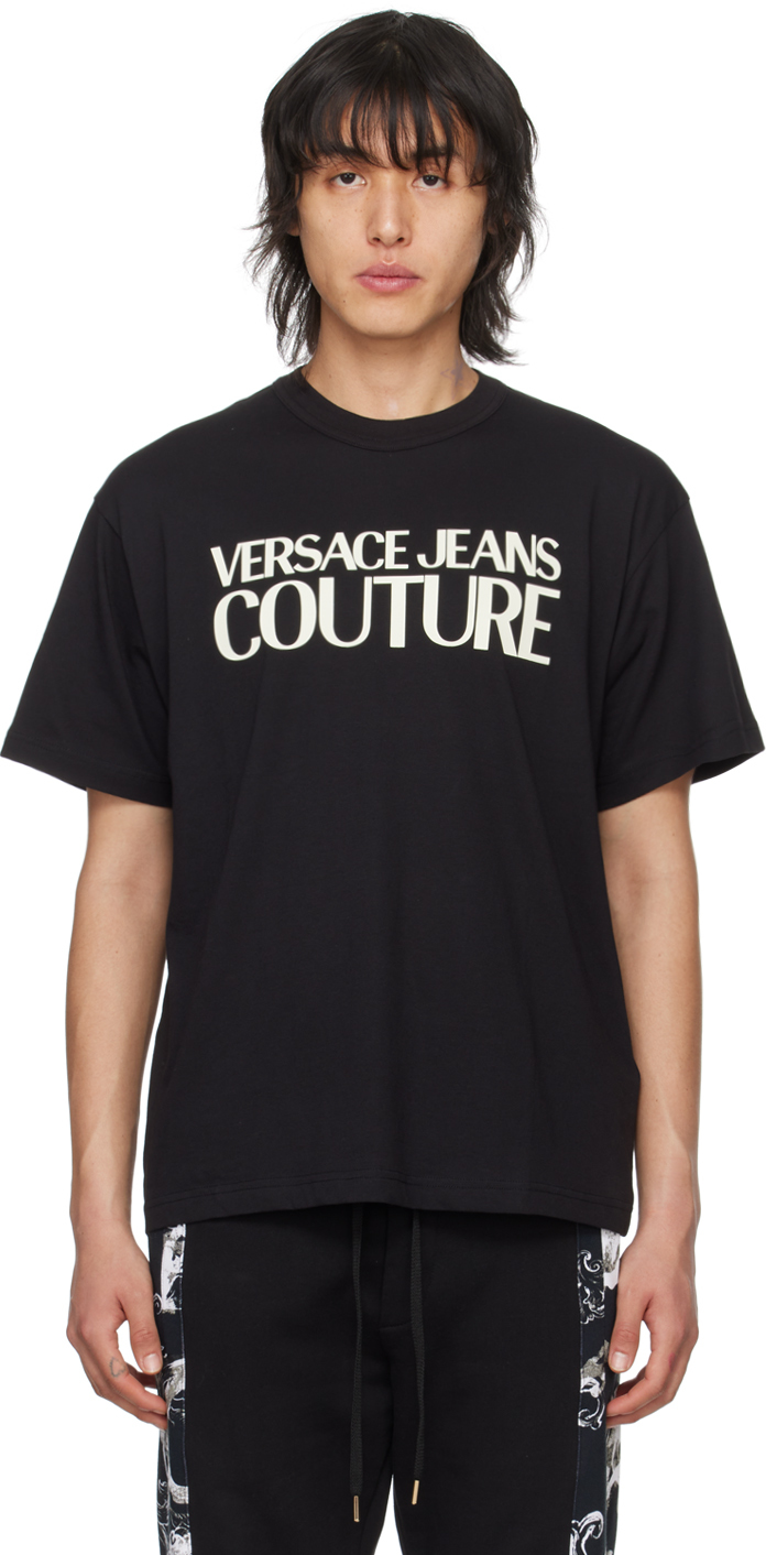 Versace Jeans Couture Black Bonded T-shirt In E899 Black