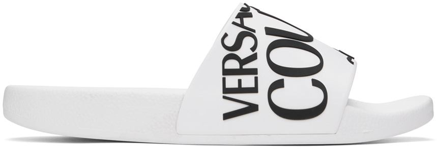 Versace Jeans Couture Man Sandals White Size 11 Rubber In E003 White