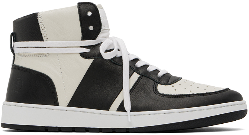 White & Black Pillar Destroyer High Sneakers by COLLEGIUM on Sale