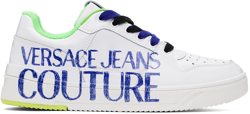 Shop Versace Jeans Couture White Starlight Logo Sneakers In Epv5 White/klein