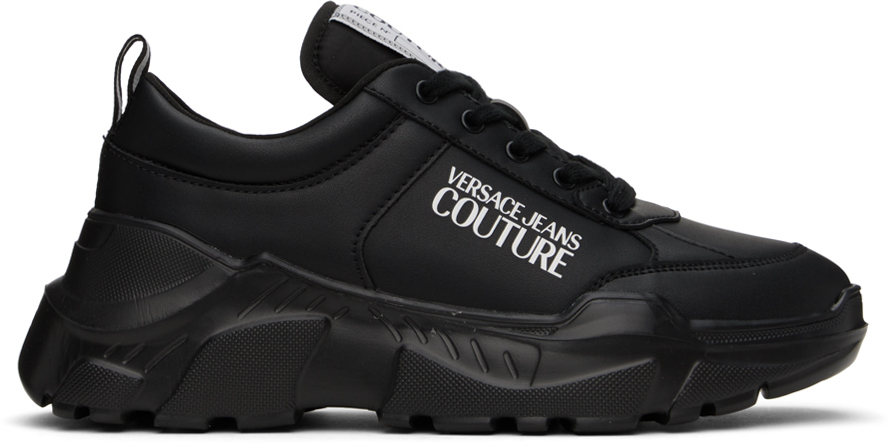 Versace Jeans Couture Black Speedtrack Trainers In E899 Black