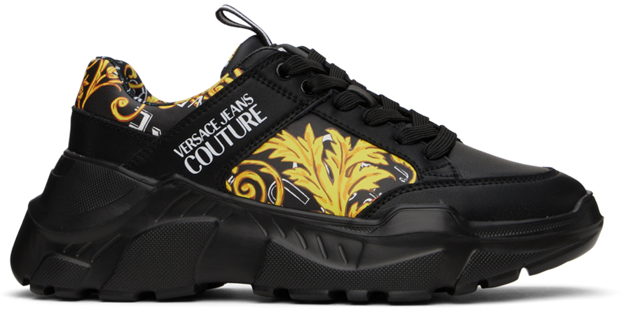 Shop Versace Jeans Couture Black Chain Couture Speedtrack Sneakers In Eg89 Black
