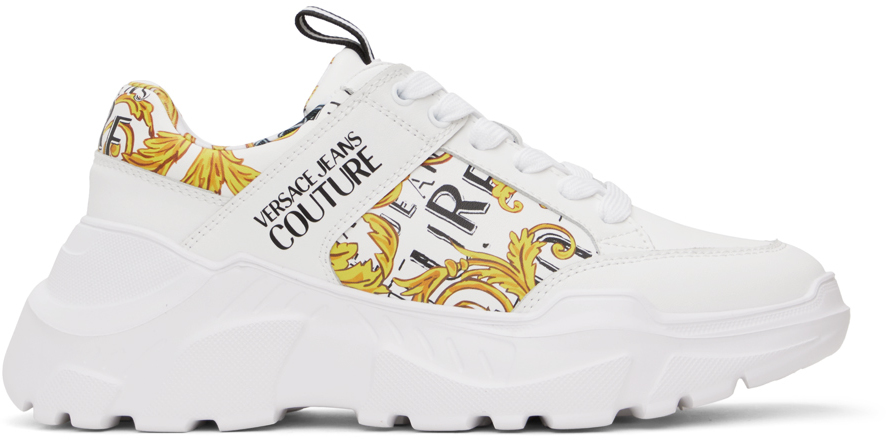 Shop Versace Jeans Couture White Chain Couture Speedtrack Sneakers In Eg03 White