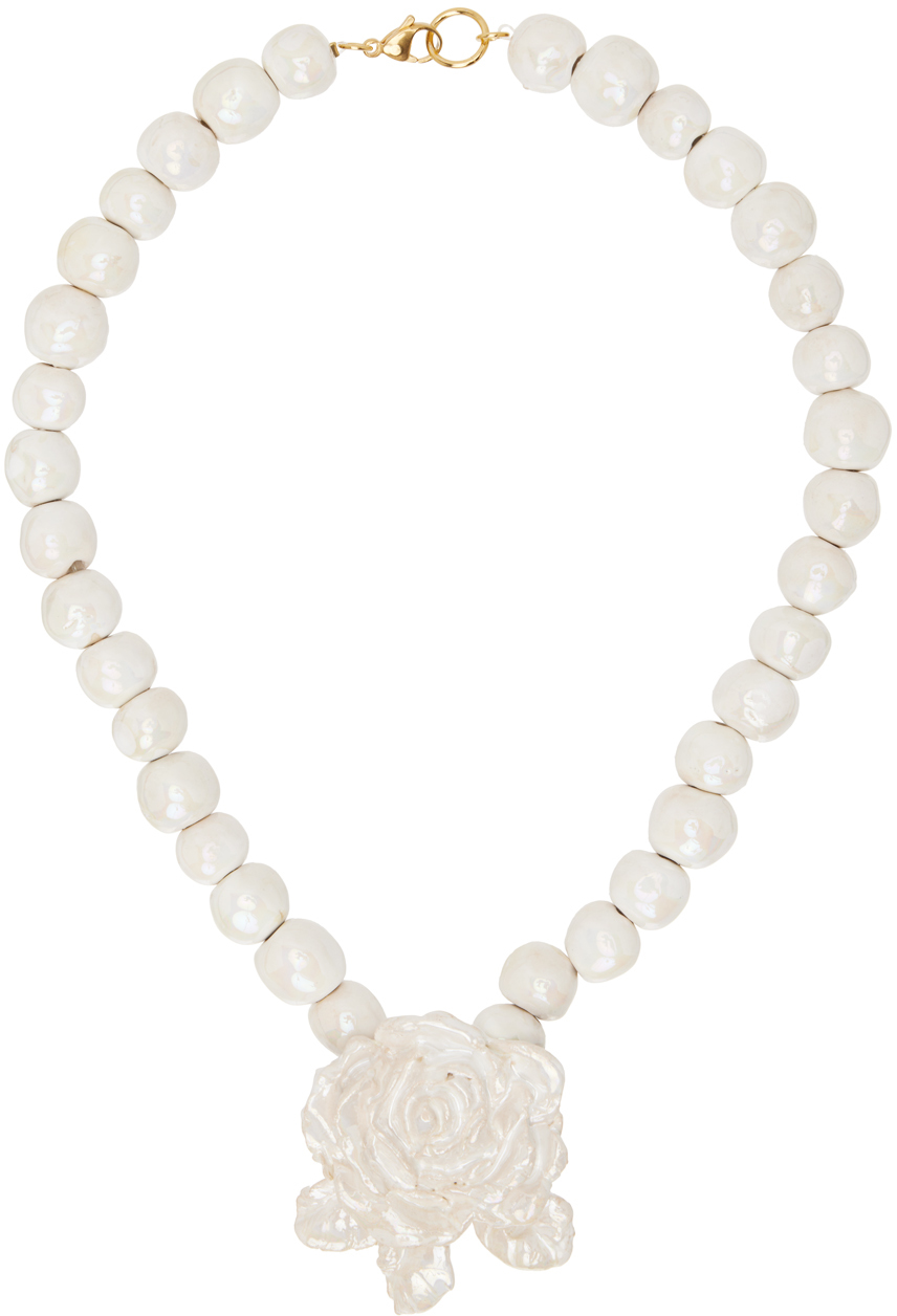 Levens Jewels White Rose Pearl Necklace