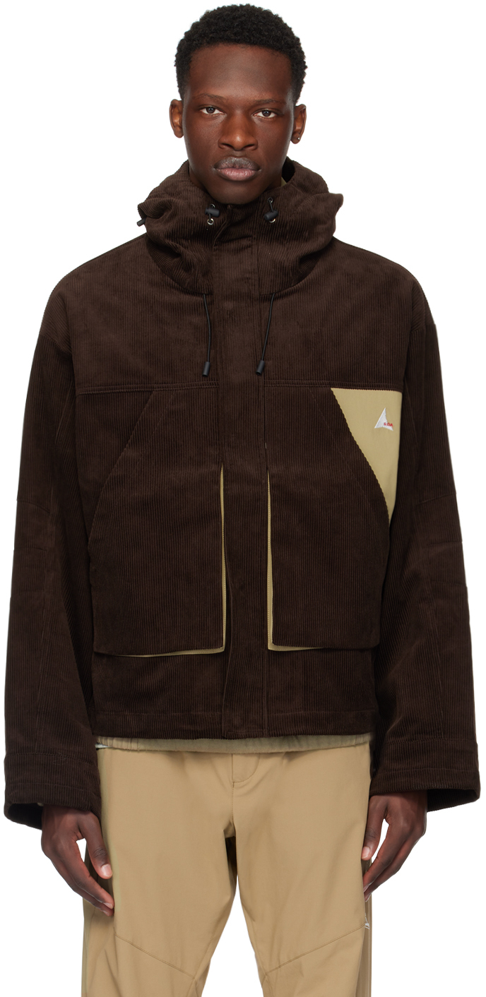 Roa Brown Embroidered Jacket In Olive Drab