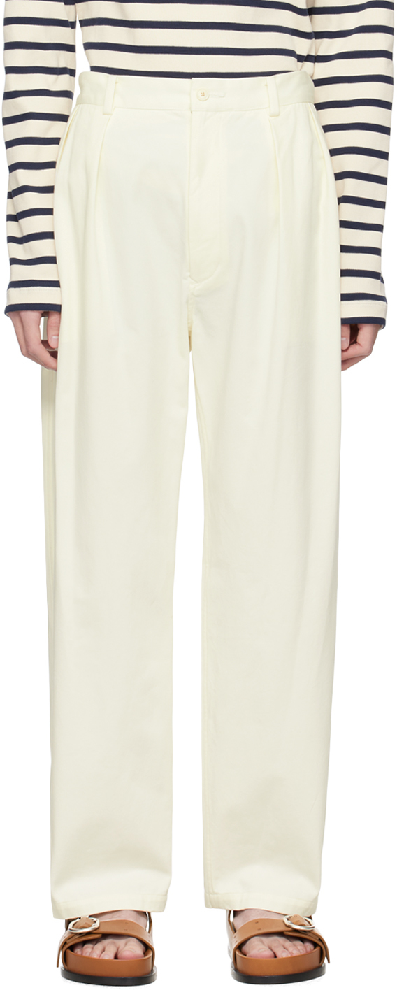 Ylève Off-white Pleated Trousers In 030 White