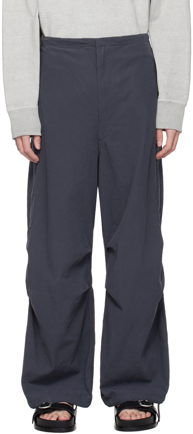Ylève Grey Drawstring Cargo Trousers In 020 Slate