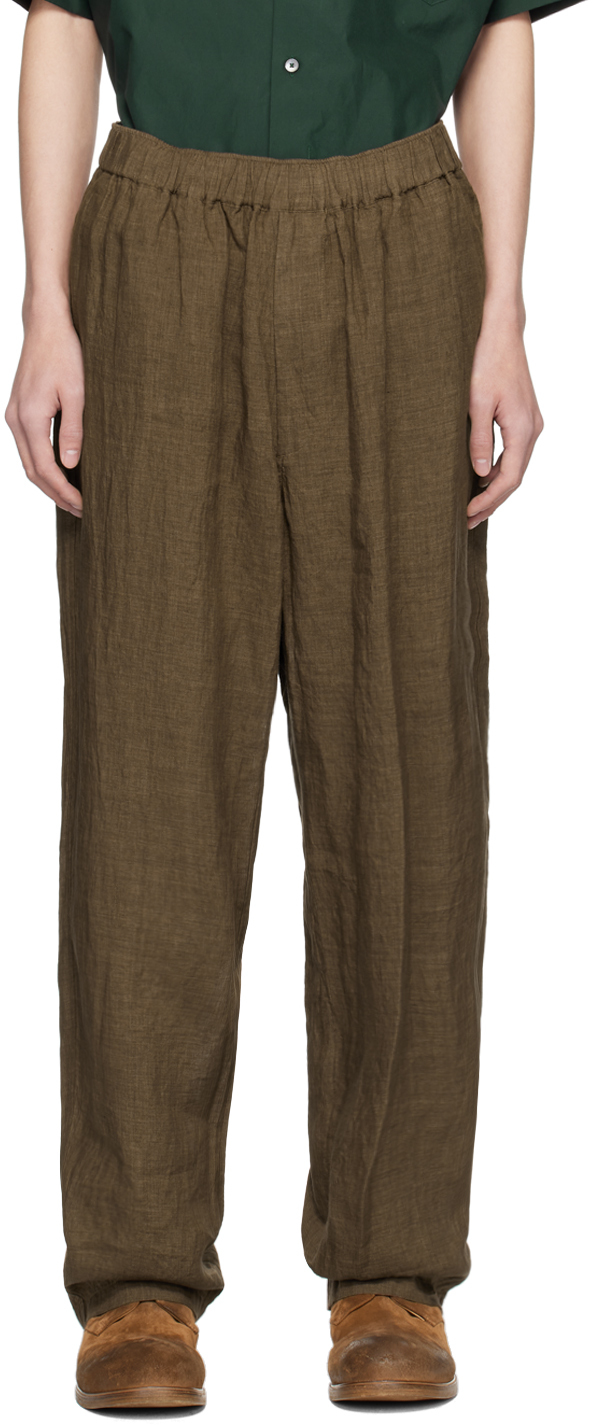 Shop Ylève Brown Drawstring Trousers In 050 Brown