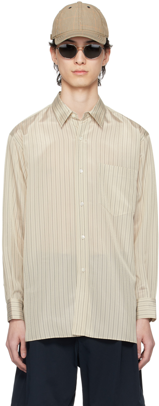 Ylève Off-white Stripe Shirt In 040 Ecru