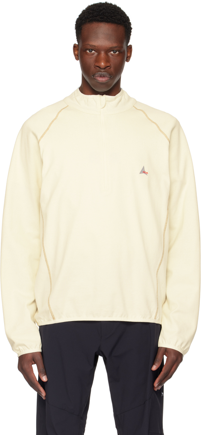 Roa Off-white Half-zip Sweatshirt In Ecru