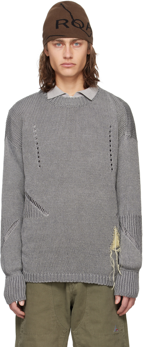 Gray Perforated Sweater