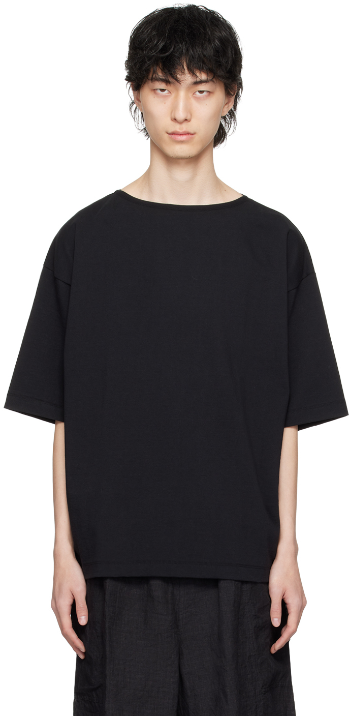 Shop Ylève Black Dropped Shoulder T-shirt In 010 Black