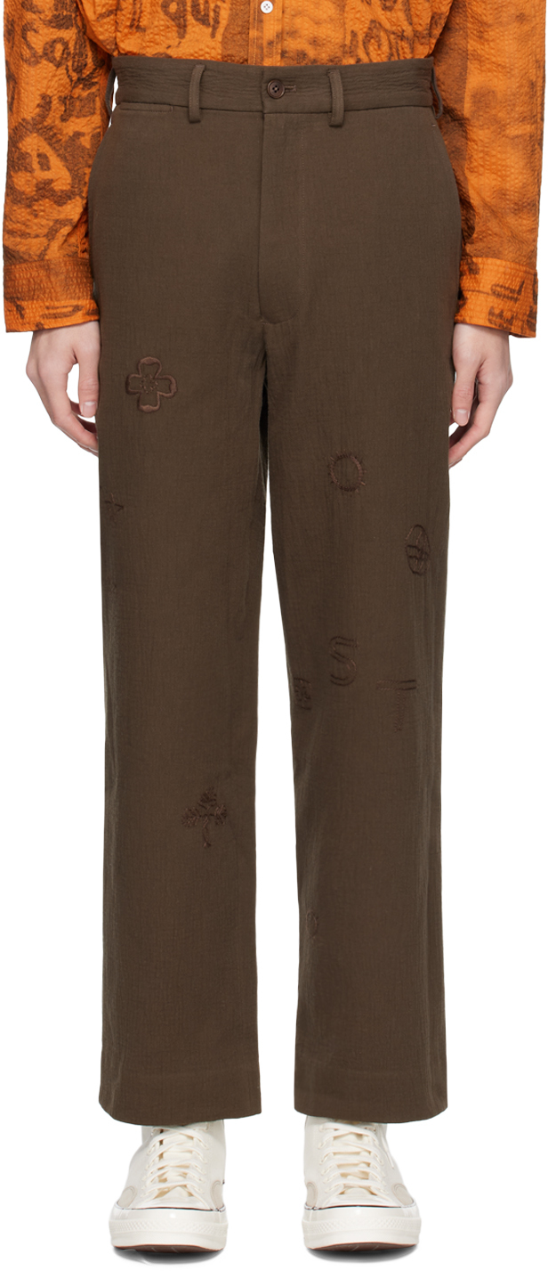Brown Embroidered Trousers