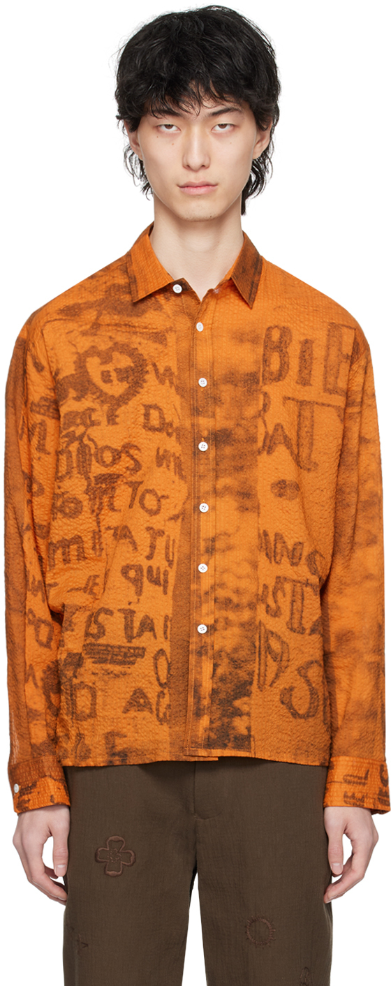 Shop Small Talk Studio Ssense Exclusive Orange Shirt In Burnt Orange