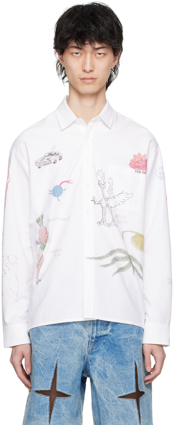 Shop Small Talk Studio White Printed Shirt