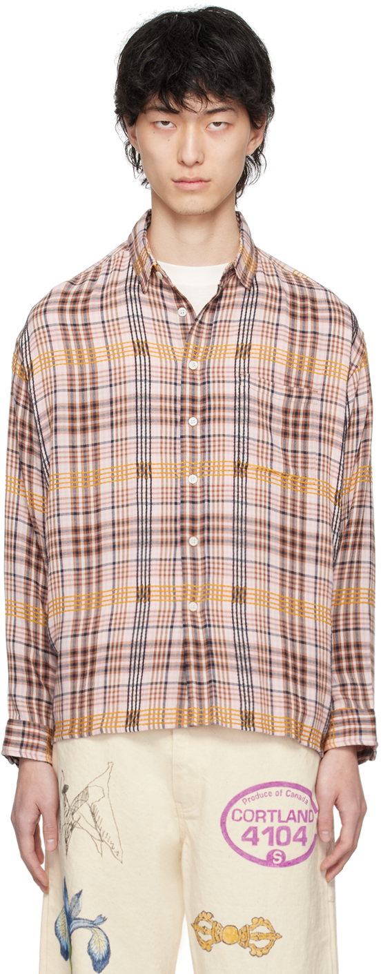 Shop Small Talk Studio Pink Check Shirt In Pink/yellow/brown