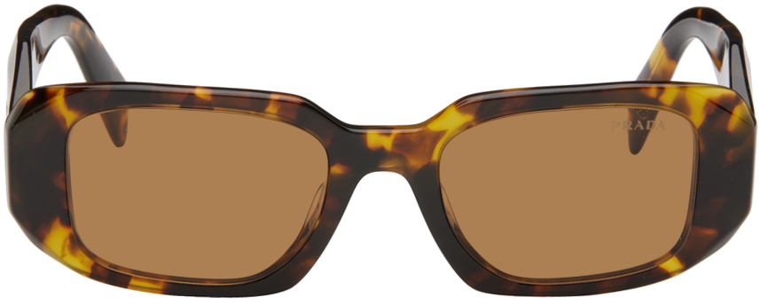 Prada Tortoiseshell Rectangular Sunglasses In Vau2z1