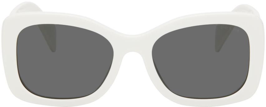 Prada White Square Sunglasses In 1425s0 White
