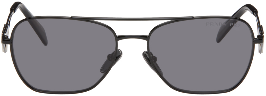 Prada Black Triangle Logo Sunglasses In Gray