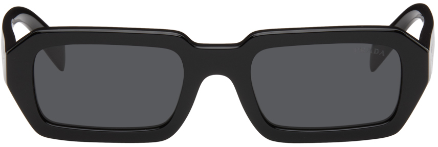 Prada Black Rectangular Sunglasses In 16k08z Black