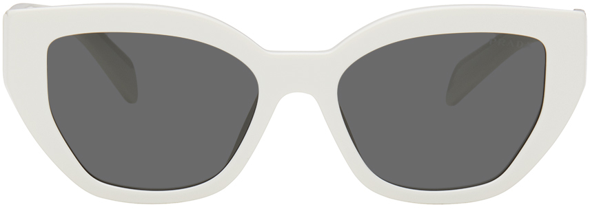 Shop Prada White Logo Sunglasses In 1425s0 White
