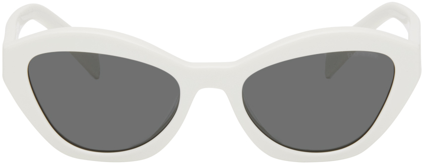 Prada White Angular Butterfly Sunglasses In Black
