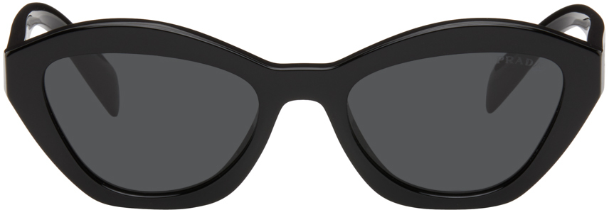 Prada Black Angular Butterfly Sunglasses In 16k08z Black