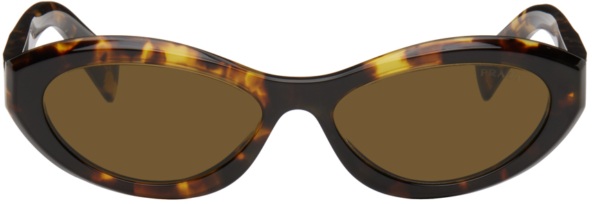 Prada Brown Symbole Sunglasses In 14l09z Green