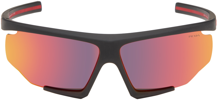 Prada Black Linea Rossa Impavid Sunglasses In Dg010a Black