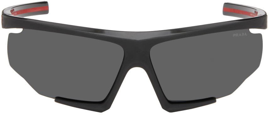 Prada Black Linea Rossa Impavid Sunglasses In Dg006f Black