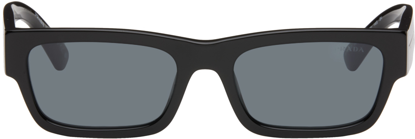 Prada Black Iconic Metal Plaque Sunglasses In 16k07t Black