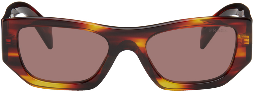 Prada Red Logo Sunglasses In Brown