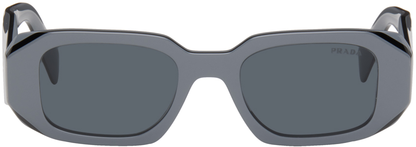 Prada Gray Symbole Sunglasses In Marble/black