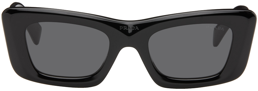 Shop Prada Black Cat-eye Sunglasses In 1ab5s0 Black