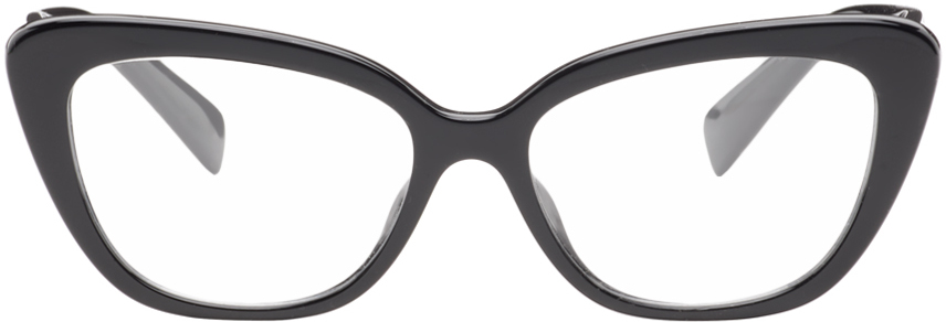 Shop Miu Miu Black Cat-eye Glasses In 1ab1o1 Black