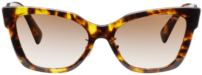 Miu Miu Brown Cat-eye Sunglasses In Vau6s1 Havana